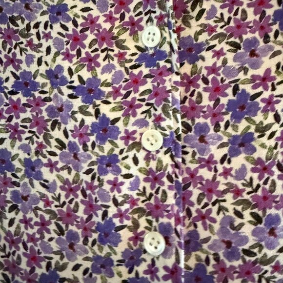 FAVORITE DAUGHTER: Savannah Floral Short Sleeve Button-up Shirt In Purple floral - Picture 6 of 8